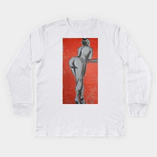 Posture 5 - Female Nude Kids Long Sleeve T-Shirt